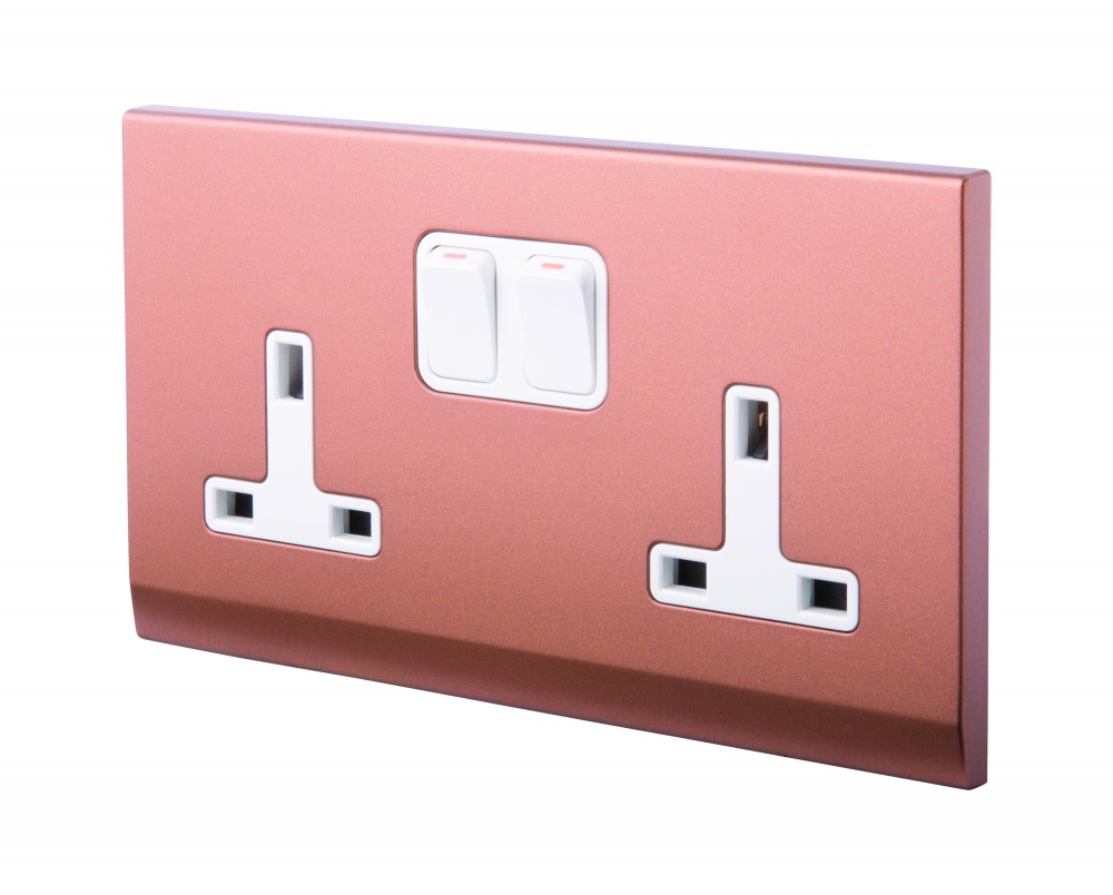 Simplicity 13a Dp Double Plug Socket With Switch Copper Bronze